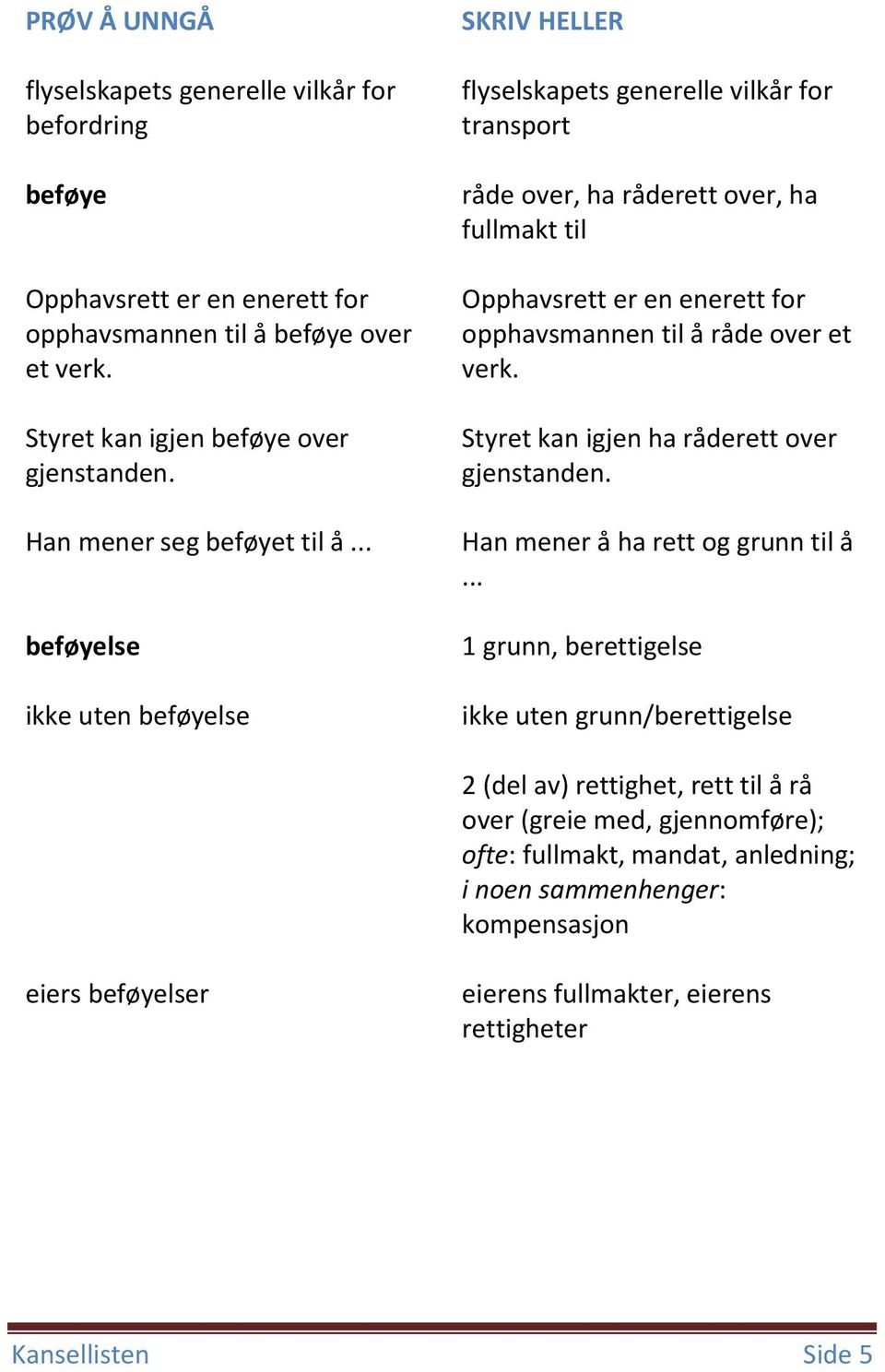 .. beføyelse ikke uten beføyelse flyselskapets generelle vilkår for transport råde over, ha råderett over, ha fullmakt til Opphavsrett er en enerett for opphavsmannen til å råde over