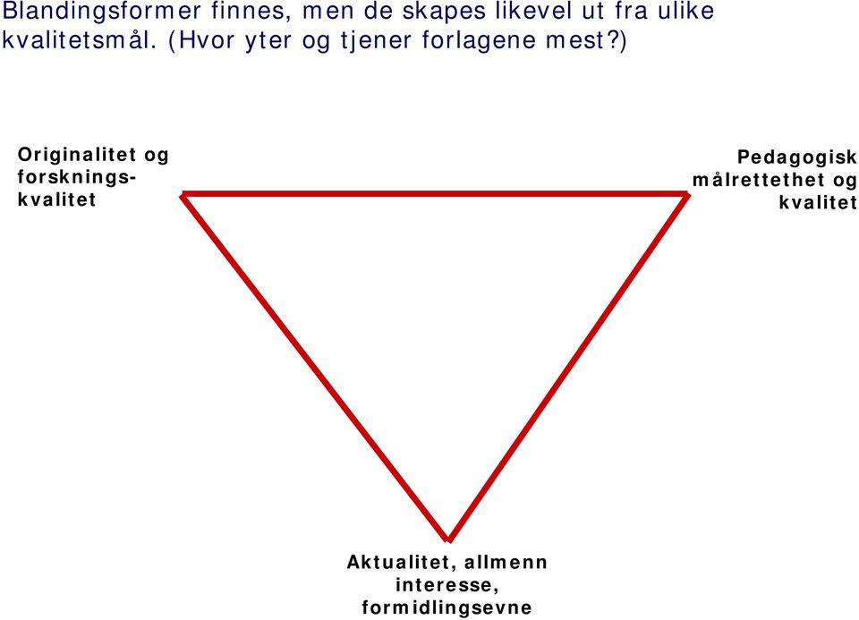 ) Originalitet og forskningskvalitet Pedagogisk