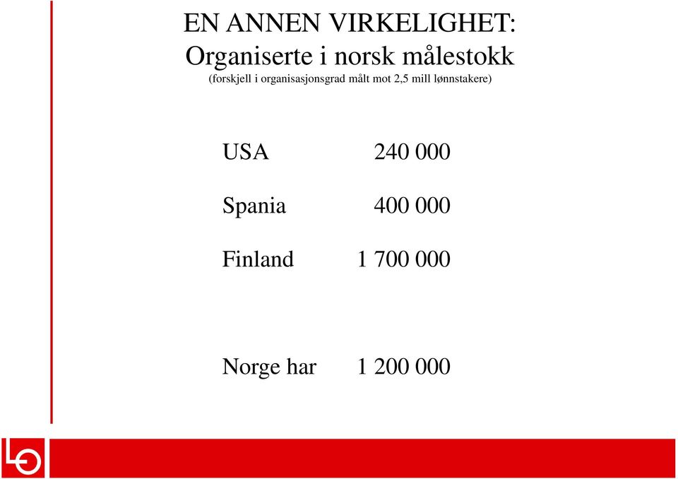 målt mot 2,5 mill lønnstakere) USA 240 000