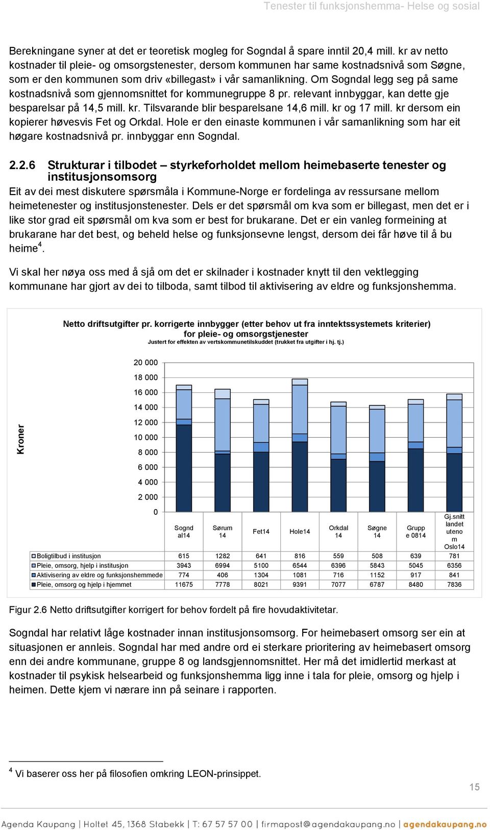 Om Sgndal legg seg på same kstnadsnivå sm gjennmsnittet fr kmmunegruppe 8 pr. relevant innbyggar, kan dette gje besparelsar på 14,5 mill. kr. Tilsvarande blir besparelsane 14,6 mill. kr g 17 mill.