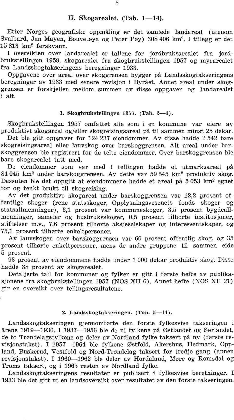 Oppgavene over areal over skoggrensen bygger på Landsskogtakseringens beregninger av 1933 med senere revisjon i Byrået.