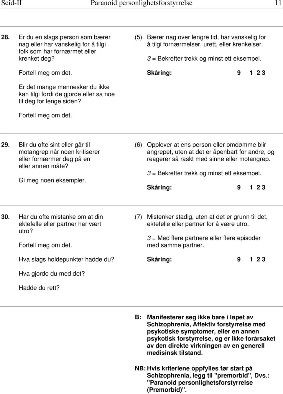 folk som har fornærmet eller krenket deg? 3 = Bekrefter trekk og minst ett eksempel. Er det mange mennesker du ikke kan tilgi fordi de gjorde eller sa noe til deg for lenge siden? 29.