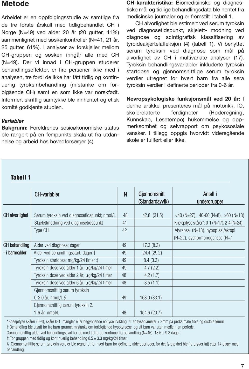 Der vi innad i CH-gruppen studerer behandlingseffekter, er fire personer ikke med i analysen, tre fordi de ikke har fått tidlig og kontinuerlig tyroksinbehandling (mistanke om forbigående CH) samt en
