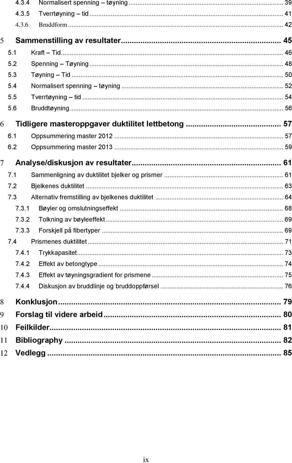 .. 59 Analyse/diskusjon av resultater... 61 7.1 Sammenligning av duktilitet bjelker og prismer... 61 7.2 Bjelkenes duktilitet... 63 7.3 Alternativ fremstilling av bjelkenes duktilitet... 64 7.3.1 Bøyler og omslutningseffekt.