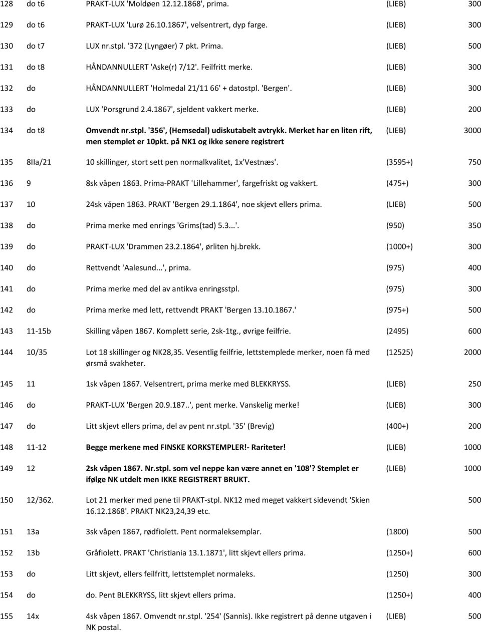 (LIEB) 134 do t8 Omvendt nr.stpl. '356', (Hemsedal) udiskutabelt avtrykk. Merket har en liten rift, men stemplet er 10pkt.