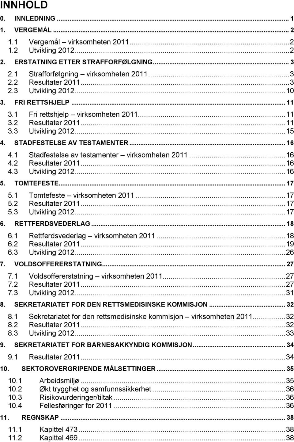 1 Stadfestelse av testamenter virksomheten 2011... 16 4.2 Resultater 2011... 16 4.3 Utvikling 2012... 16 5. TOMTEFESTE... 17 5.1 Tomtefeste virksomheten 2011... 17 5.2 Resultater 2011... 17 5.3 Utvikling 2012... 17 6.