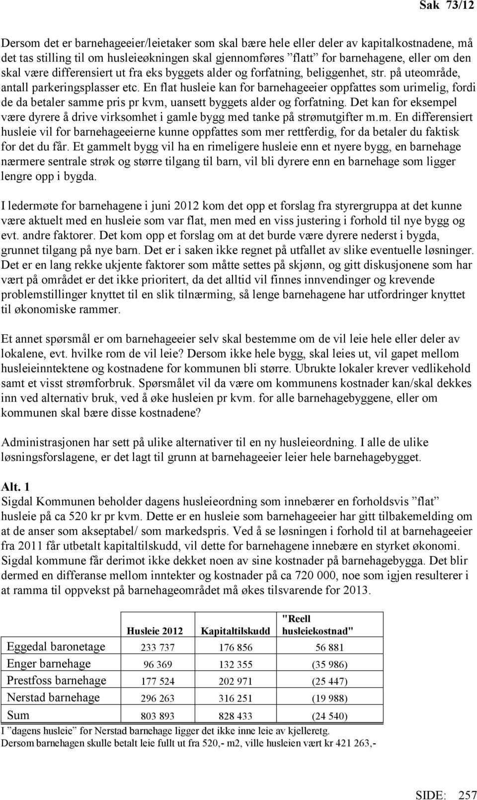 En flat husleie kan for barnehageeier oppfattes som urimelig, fordi de da betaler samme pris pr kvm, uansett byggets alder og forfatning.