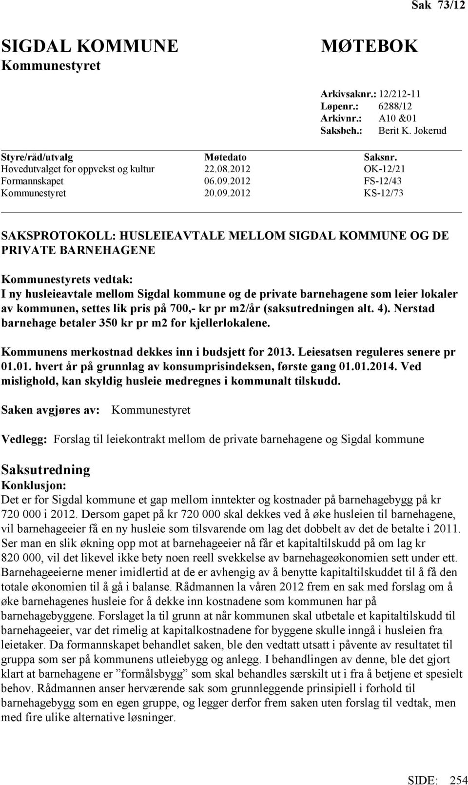 2012 FS-12/43 Kommunestyret 20.09.