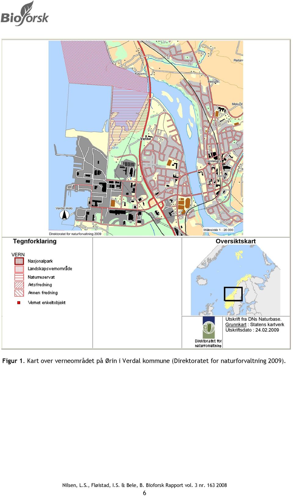 Kart over verneområdet på Ørin i Verdal kommune (Direktoratet for