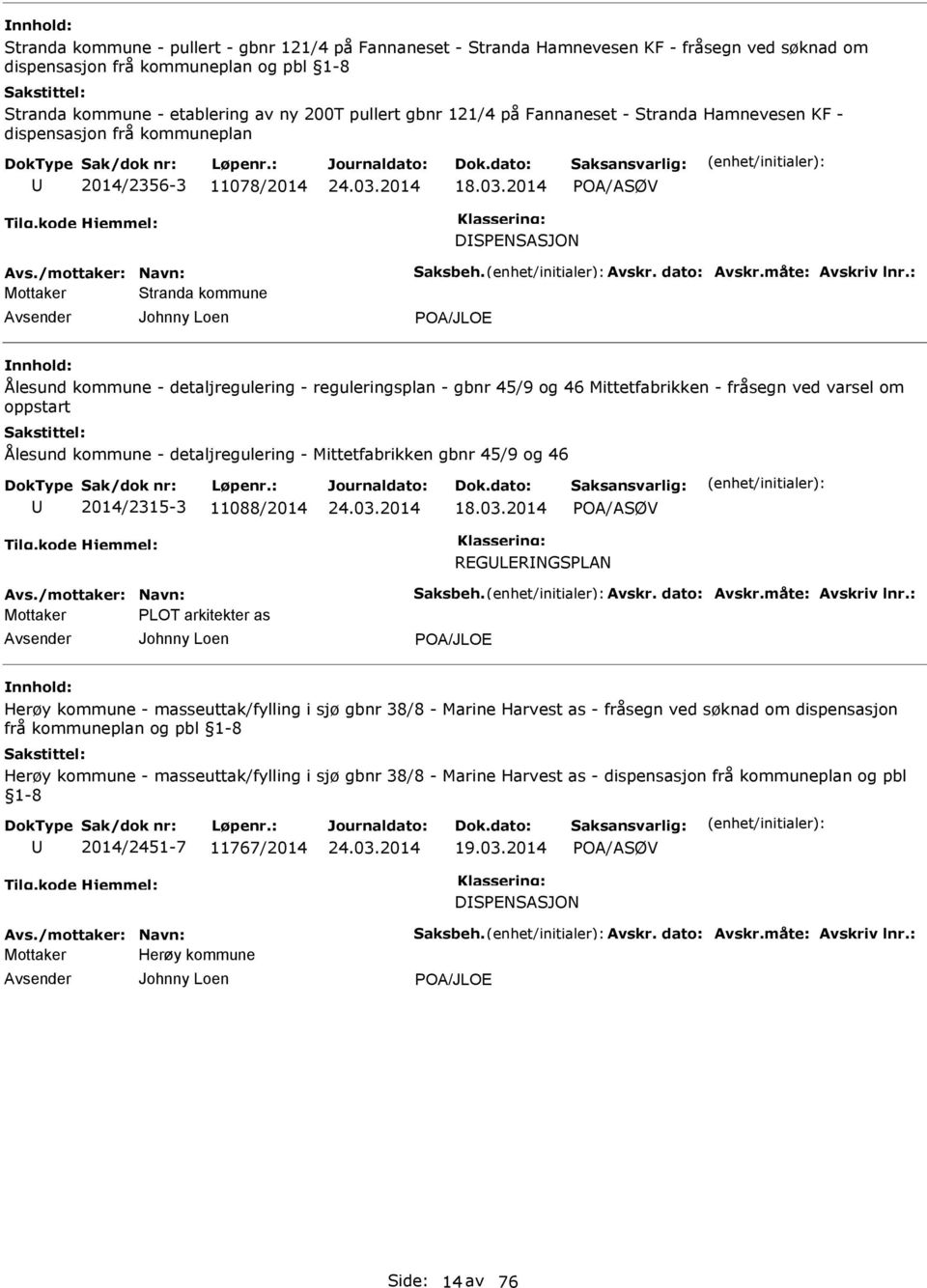 : Mottaker Stranda kommune Johnny Loen POA/JLOE Ålesund kommune - detaljregulering - reguleringsplan - gbnr 45/9 og 46 Mittetfabrikken - fråsegn ved varsel om oppstart Ålesund kommune -