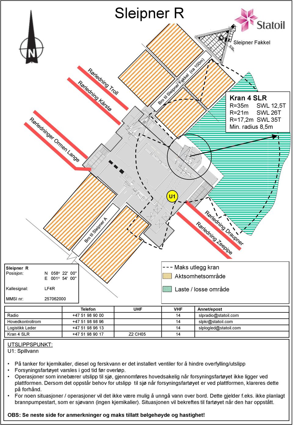 51 98 90 00 14 slpradio@statoil.com Hovedkontrollrom +47 51 98 98 96 14 slpkr@statoil.com Logistikk Leder +47 51 98 96 13 14 slplogled@statoil.