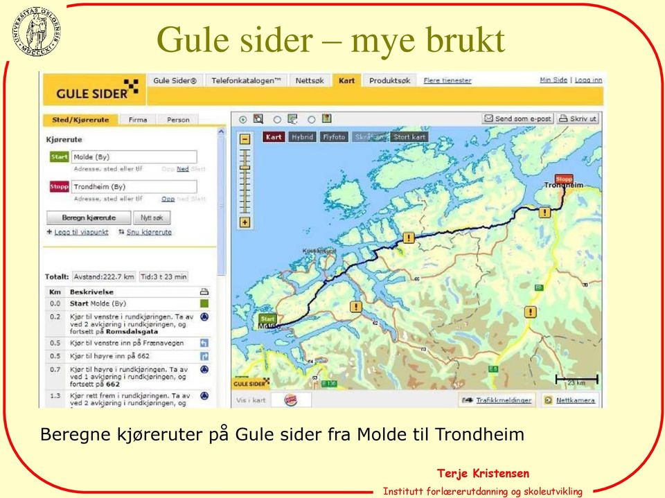 kjøreruter på Gule