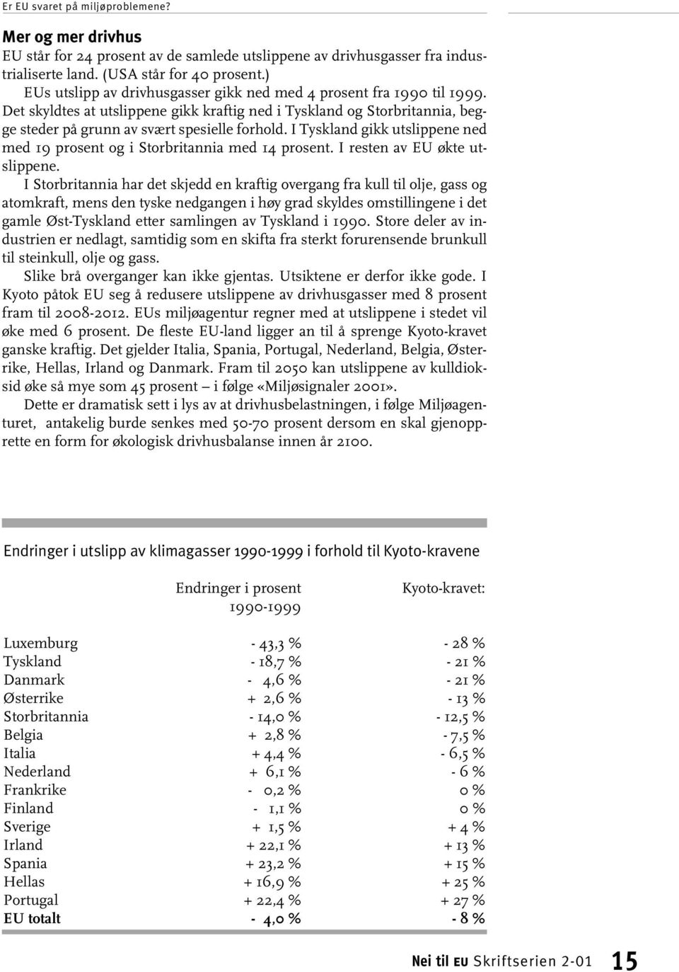 I Tyskland gikk utslippene ned med 19 prosent og i Storbritannia med 14 prosent. I resten av EU økte utslippene.