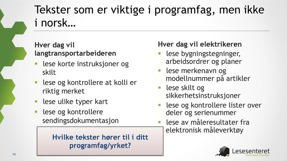 programfag/yrket?