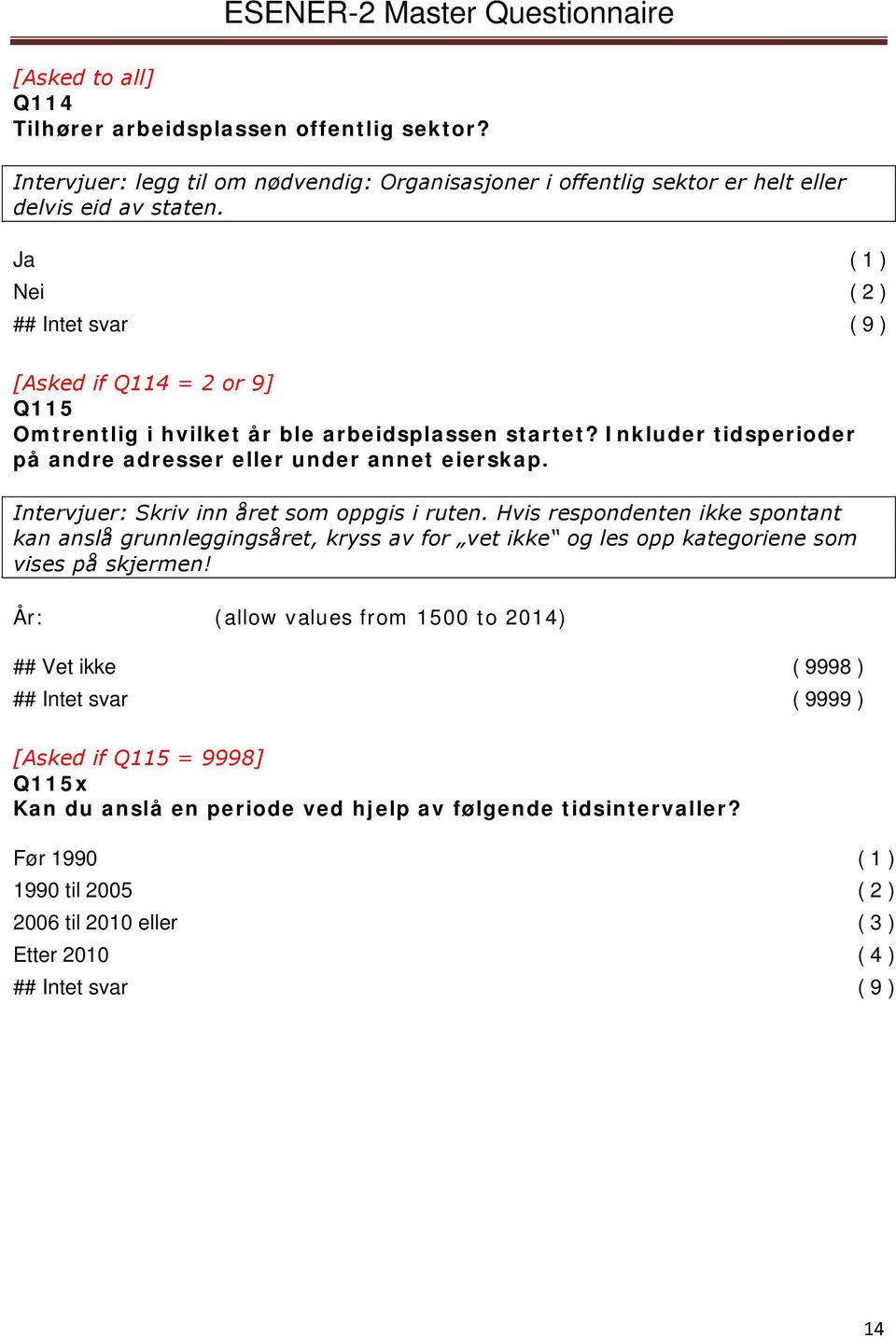 Intervjuer: Skriv inn året som oppgis i ruten. Hvis respondenten ikke spontant kan anslå grunnleggingsåret, kryss av for vet ikke og les opp kategoriene som vises på skjermen!