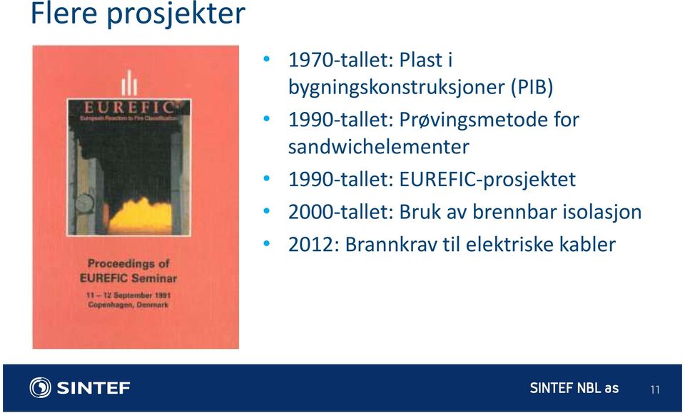 for sandwichelementer 1990-tallet: EUREFIC-prosjektet