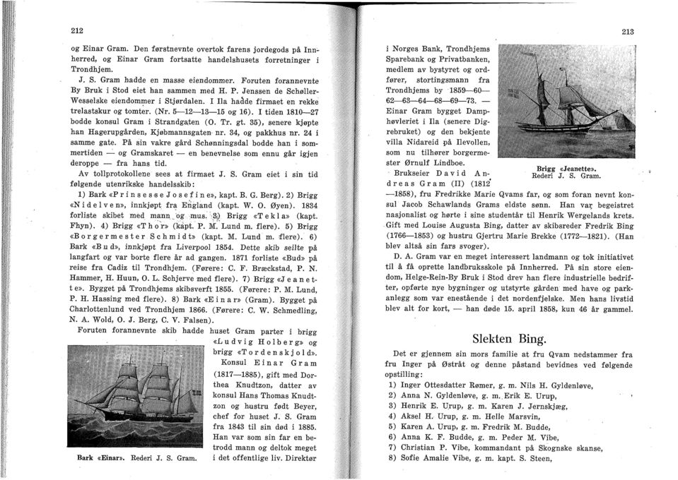 I tiden 1810 27 bodde konsul Gram i Strandgaten (O. Tr. gt. 35), senere kjøpte han Hagerupgården, Kjøbmannsgaten nr. 34, og pakkhus nr. 24 i samme gate.