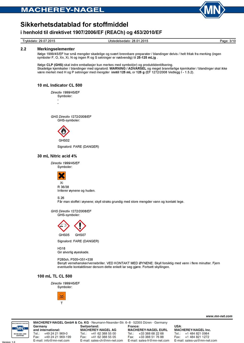 er nødvendig) til 25-125 ml g. Ifølge CLP (GHS) skal indre emballasjer kun merkes med symbol(er) og produktidentifisering.