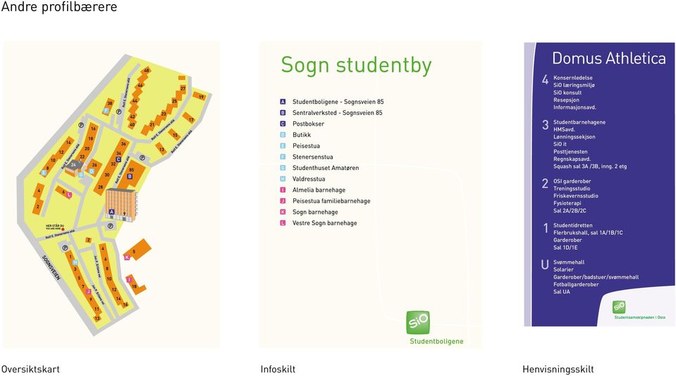 2 etg OSI garderober Treningsstudio Friskevernsstudio Fysioterapi Sal 2A/2B/2C Studentidretten Flerbrukshall, sal