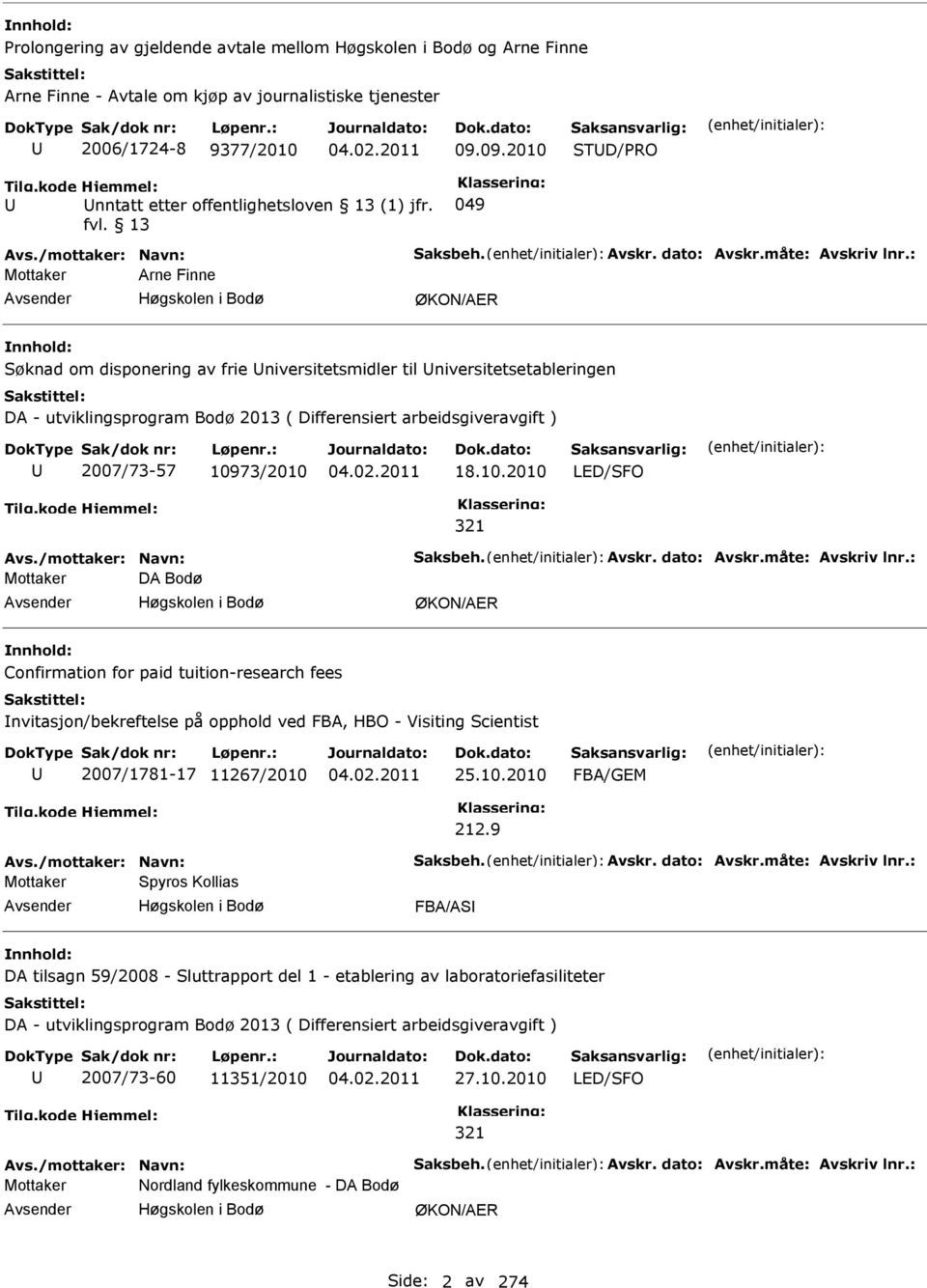 13 049 Mottaker Arne Finne Høgskolen i Bodø ØKON/AER øknad om disponering av frie niversitetsmidler til niversitetsetableringen DA - utviklingsprogram Bodø 2013 ( Differensiert arbeidsgiveravgift )