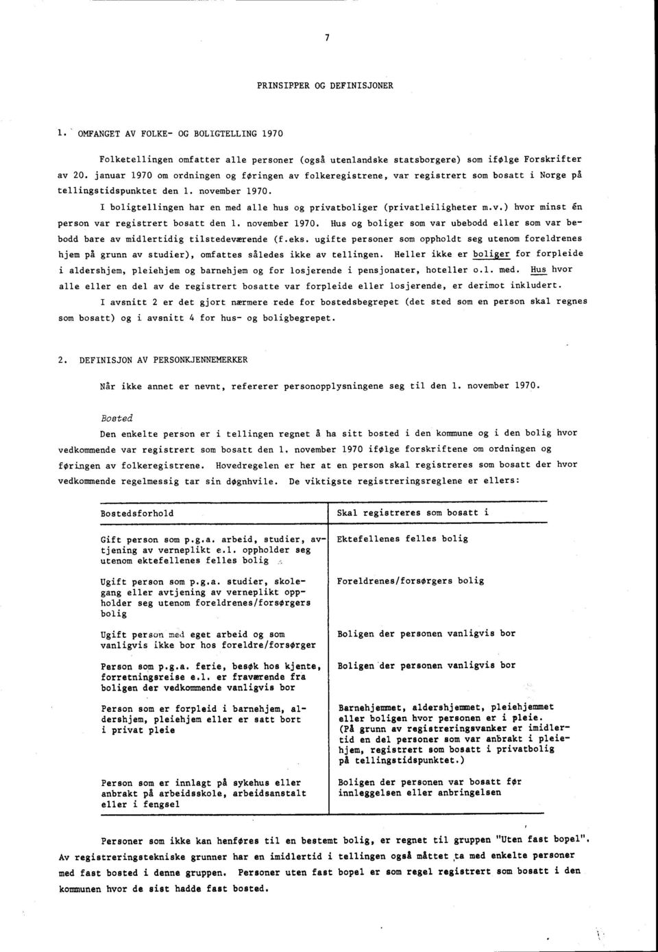 I boligtellingen har en med alle hus og privatboliger (privatleiligheter m.v.) hvor minst én person var registrert bosatt den. november 70.