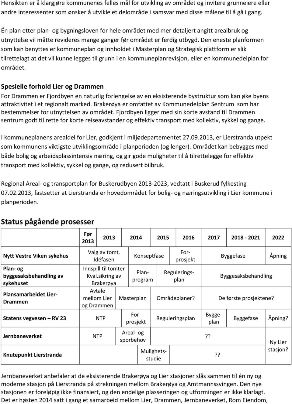 Den eneste planformen som kan benyttes er kommuneplan og innholdet i Masterplan og Strategisk plattform er slik tilrettelagt at det vil kunne legges til grunn i en kommuneplanrevisjon, eller en