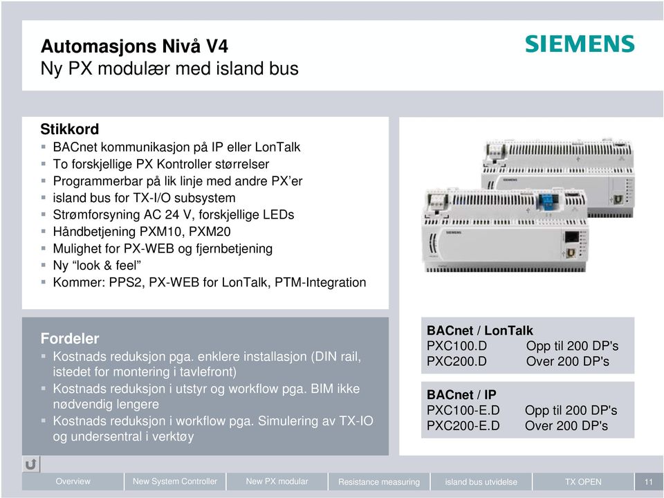 Fordeler Kostnads reduksjon pga. enklere installasjon (DIN rail, istedet for montering i tavlefront) Kostnads reduksjon i utstyr og workflow pga.