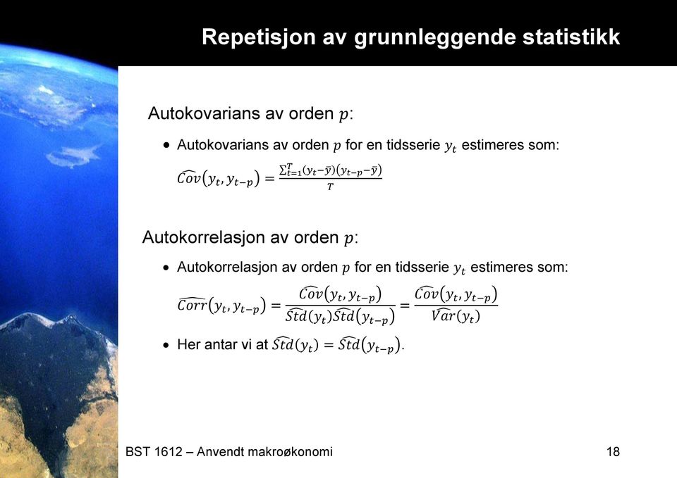 Autokorrelasjon av orden : Autokorrelasjon av orden for en