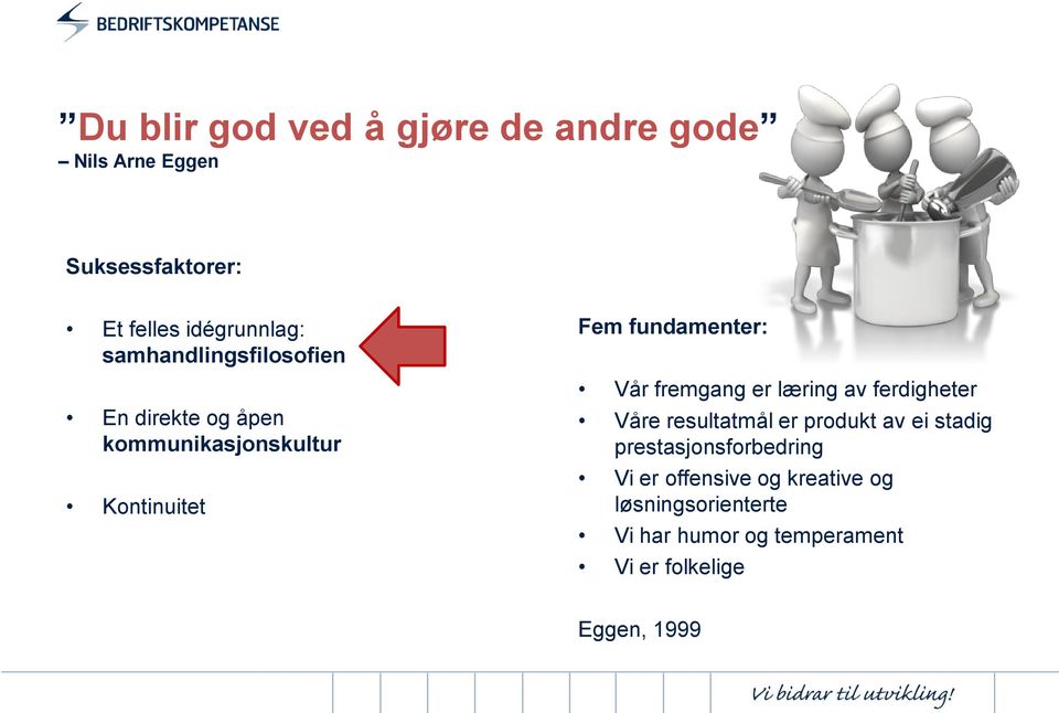 fremgang er læring av ferdigheter Våre resultatmål er produkt av ei stadig prestasjonsforbedring