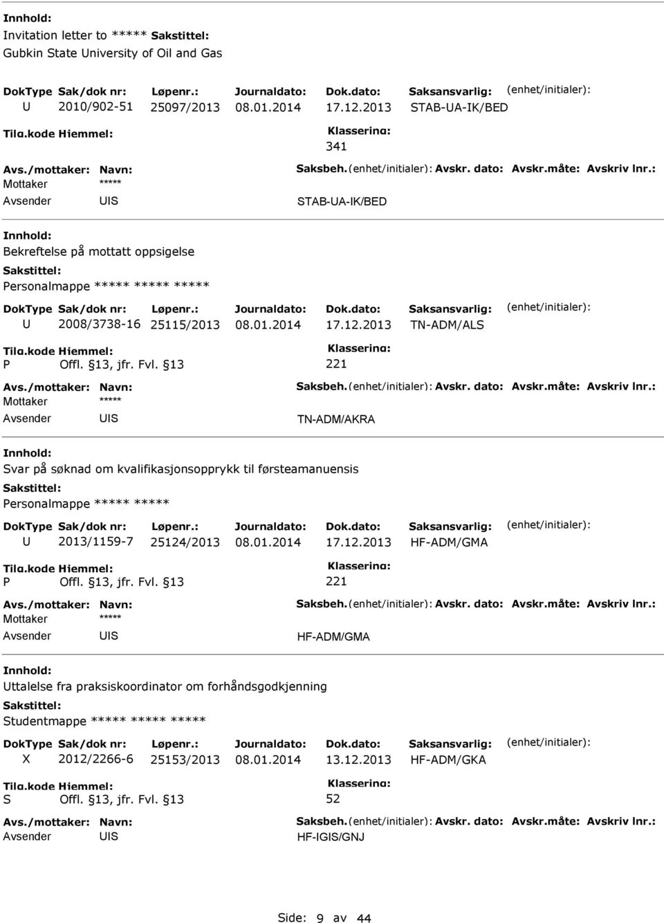 2013 TN-ADM/AL TN-ADM/AKRA var på søknad om kvalifikasjonsopprykk til førsteamanuensis ersonalmappe ***** ***** 2013/1159-7 25124/2013