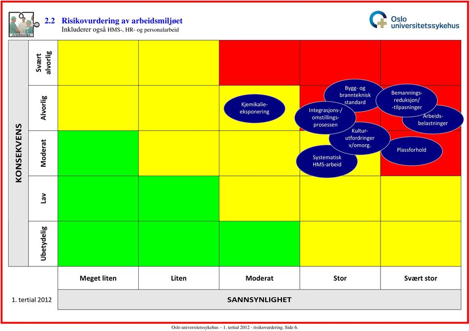 Bemanningsreduksjon/ tilpasninger Kjemikalieeksponering Kulturutfordringer v/omorg.