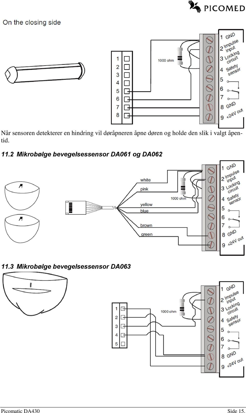 2 Mikrobølge bevegelsessensor DA061 og DA062 11.