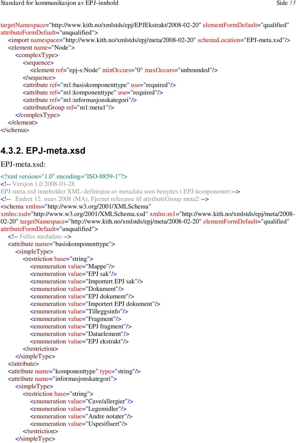 xsd"/> <element name="node"> <complextype> <sequence> <element ref="epj-s:node" minoccurs="0" maxoccurs="unbounded"/> </sequence> <attribute ref="m1:basiskomponenttype" use="required"/> <attribute