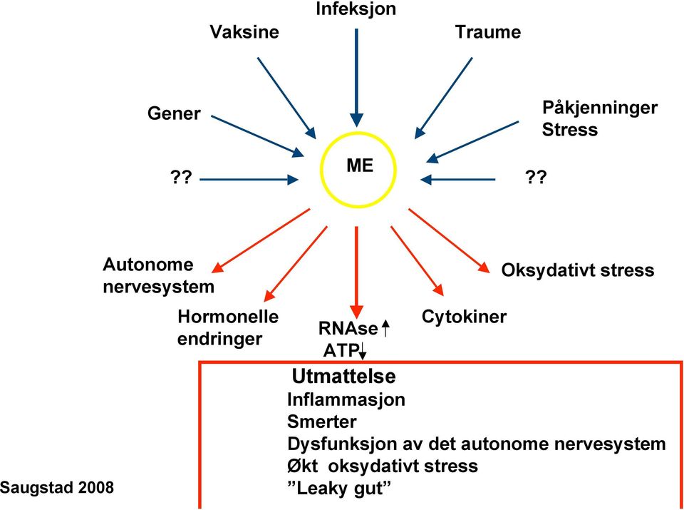 Oksydativt stress Cytokiner RNAse ATP Utmattelse Inflammasjon