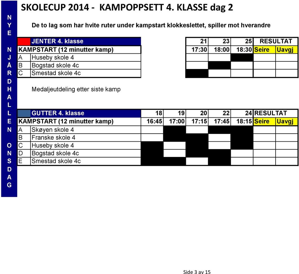 mestad skole 4c H Medaljeutdeling etter siste kamp UTTR 4.