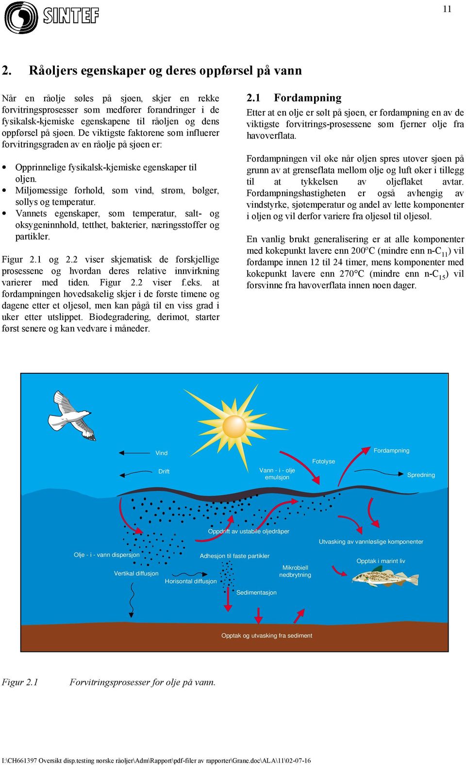 Miljømessige forhold, som vind, strøm, bølger, sollys og temperatur. Vannets egenskaper, som temperatur, salt- og oksygeninnhold, tetthet, bakterier, næringsstoffer og partikler. Figur 2.1 og 2.