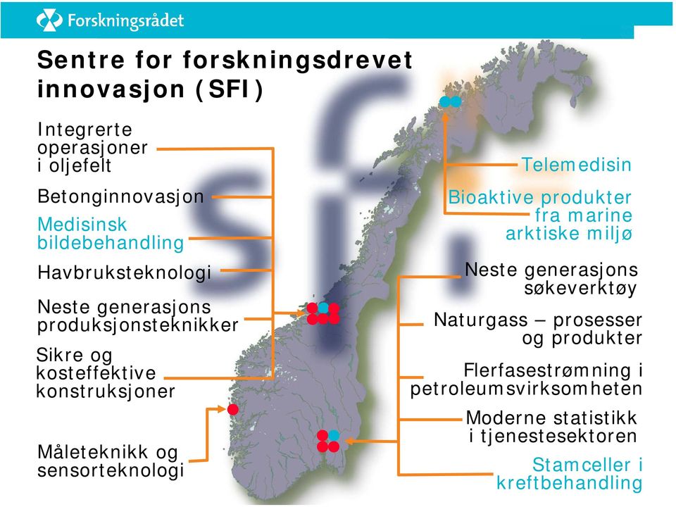 Måleteknikk og sensorteknologi Telemedisin Bioaktive produkter fra marine arktiske miljø Neste generasjons søkeverktøy