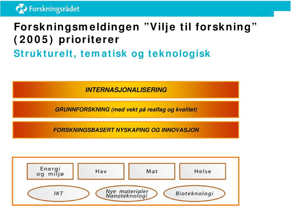 INTERNASJONALISERING GRUNNFORSKNING (med vekt på