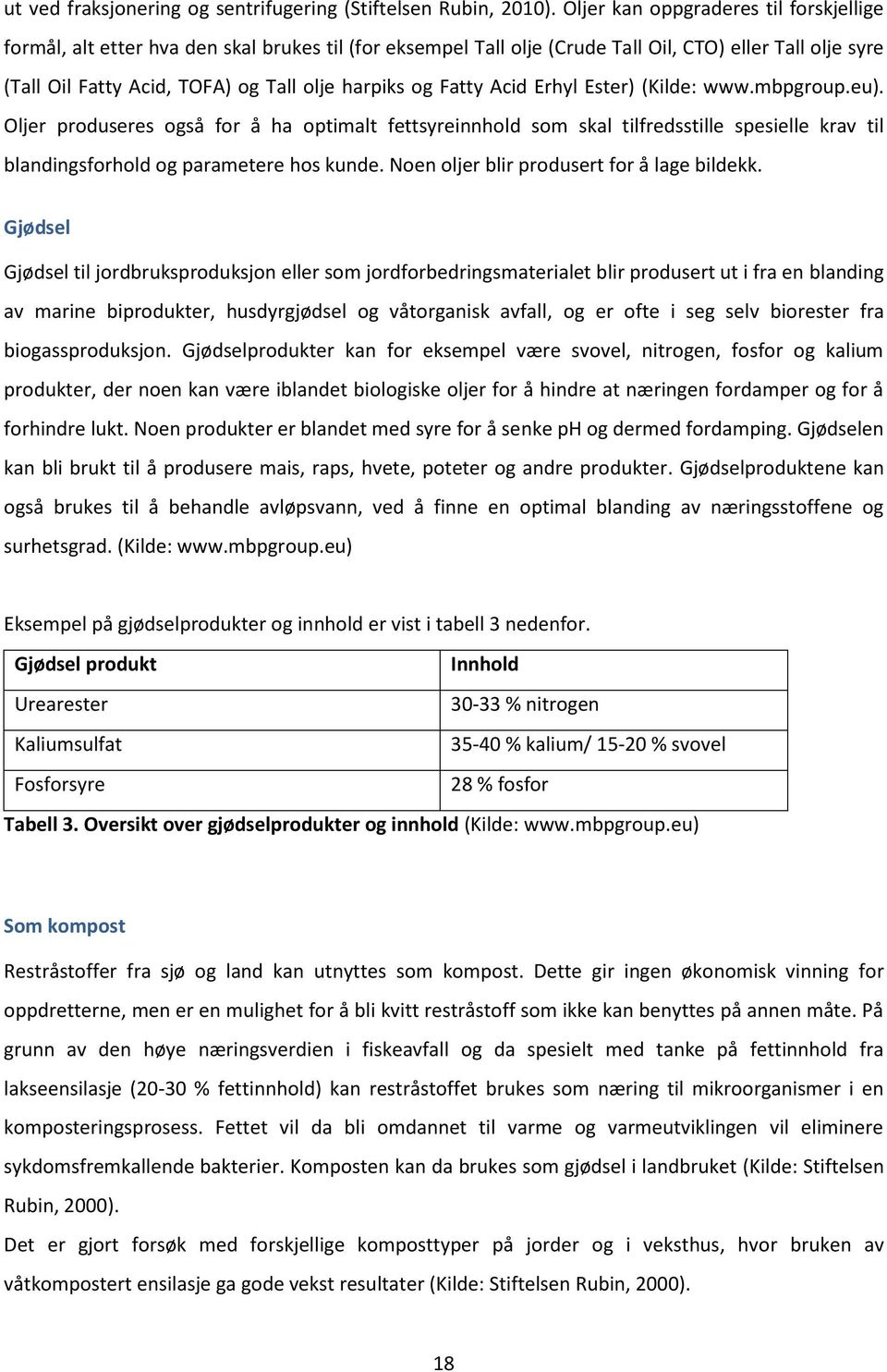 Fatty Acid Erhyl Ester) (Kilde: www.mbpgroup.eu). Oljer produseres også for å ha optimalt fettsyreinnhold som skal tilfredsstille spesielle krav til blandingsforhold og parametere hos kunde.