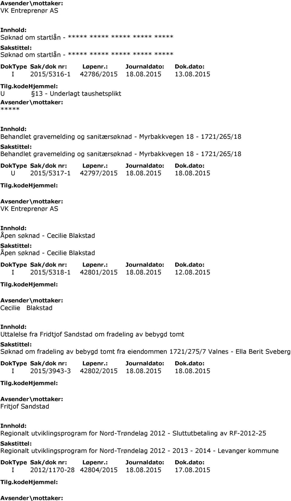 08.2015 12.08.2015 Cecilie Blakstad Uttalelse fra Fridtjof Sandstad om fradeling av bebygd tomt Søknad om fradeling av bebygd tomt fra eiendommen 1721/275/7 Valnes - Ella Berit Sveberg I 2015/3943-3