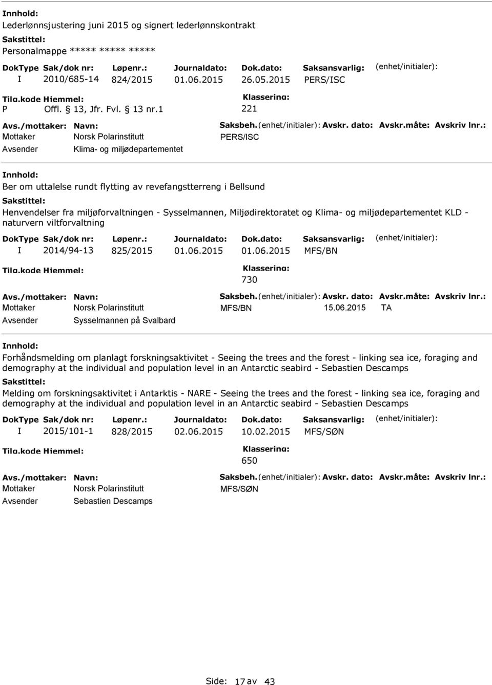 miljødepartementet KLD - naturvern viltforvaltning 2014/94-13 825/2015 01.06.