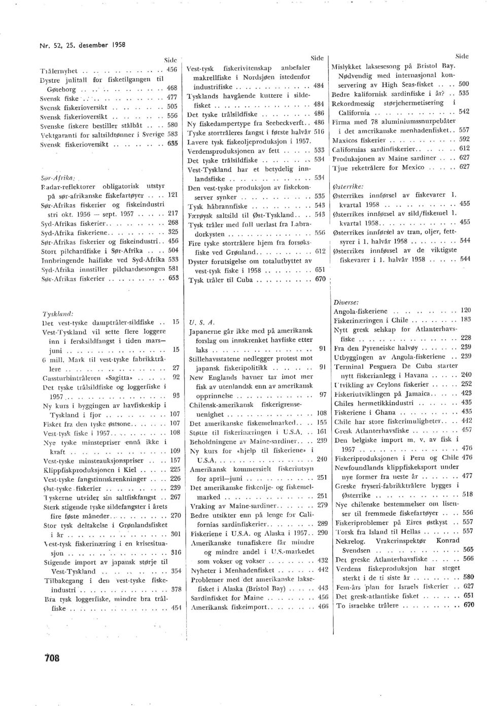 ......... 635 Ss;n -Afrilw: Radar-reflektorer obligatorisk utstyr på sør-afrikanske fiskefartøyer.... 121 sør-afrikas fiskerier og fiskeindustri stri okt. 1956 - sept. 1957 217 Syd-Afrikas fiskerier.