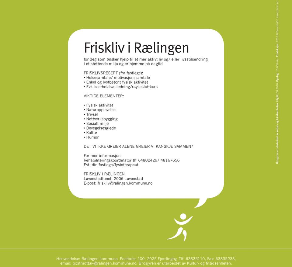 kostholdsveiledning/røykesluttkurs VIKTIGE ELEMENTER: Fysisk aktivitet Naturopplevelse Trivsel Nettverksbygging Sosialt miljø Bevegelsesglede Kultur Humør DET VI IKKE GREIER ALENE GREIER VI KANSKJE