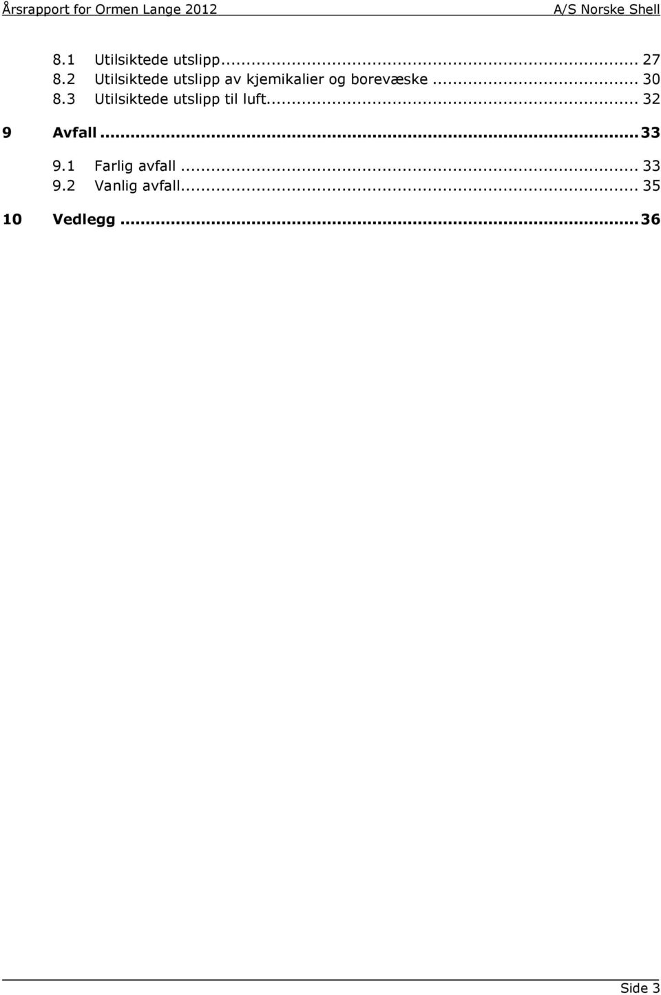 .. 30 8.3 Utilsiktede utslipp til luft... 32 9 Avfall.