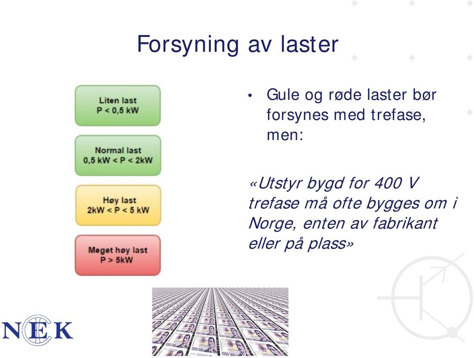 bygd for 400 V trefase må ofte bygges om