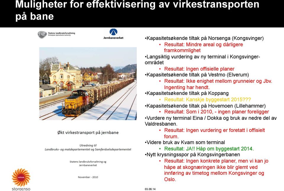 Kapasitetsøkende tiltak på Koppang Resultat: Kanskje byggestart 2015?