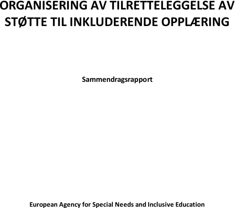 Sammendragsrapport European Agency