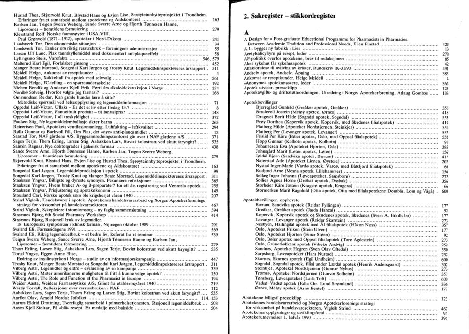 ................................................................................. 279 Kevstrand Rof, Norske farmasøyter i USA.VIII. Pau Grønvod (1871--1932~, ap~teke~ i Nord-Dakota.