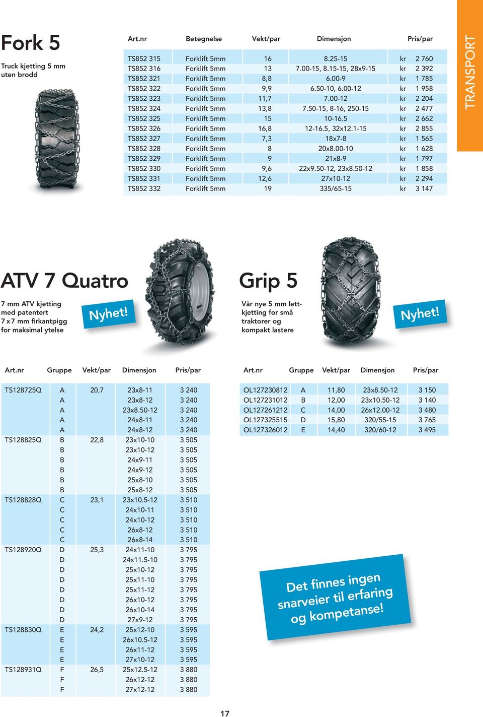 50-15, 8-16, 250-15 kr 2 477 TS852 325 Forklift 5mm 15 10-16.5 kr 2 662 TS852 326 Forklift 5mm 16,8 12-16.5, 32x12.