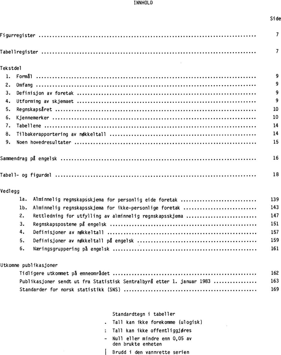 Alminnelig regnskapsskjema for ikke-personlige foretak 143 2. Rettledning for utfylling av alminnelig regnskapsskjema 147 3. Regnskapspostene p& engelsk 151 4. Definisjoner av nøkkeltall 157 5.